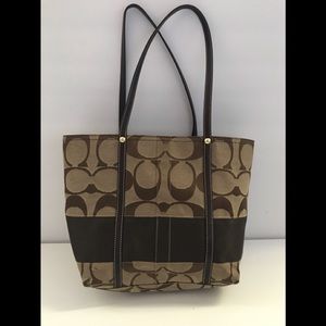 Coach brown stripe tote